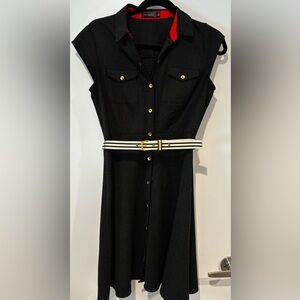 The Limited Vintage Style Dress Women’s Size 2 Black Polka Dot button-up belted